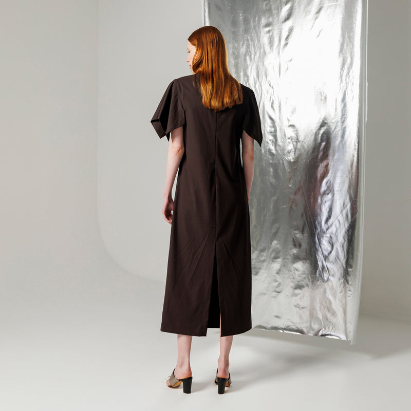 V-NECK WAIST DRAPE DRESS